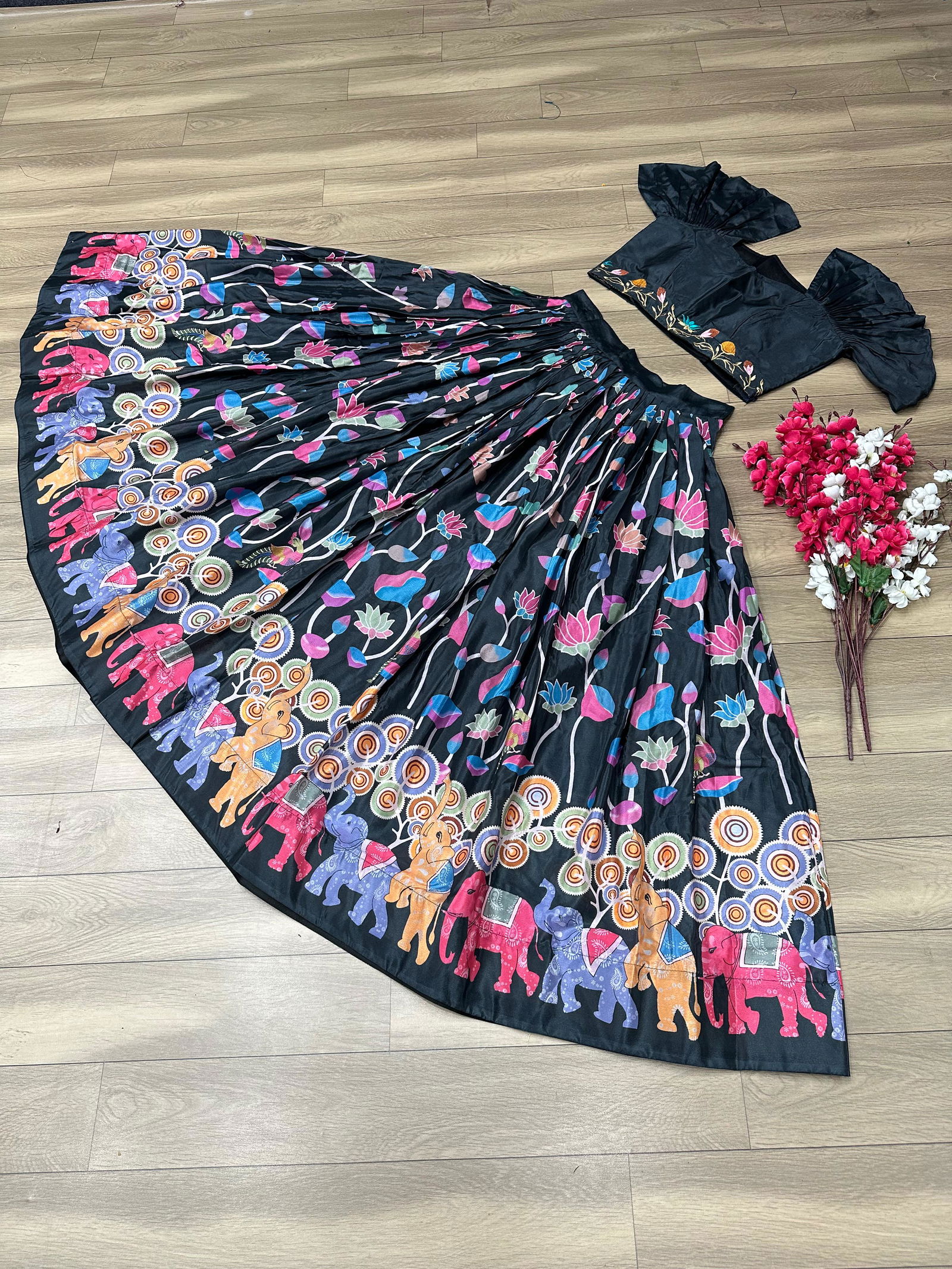 PC 322 Chinon Printed Crop Top Lehenga With Blouse Wholesale Shop In Surat